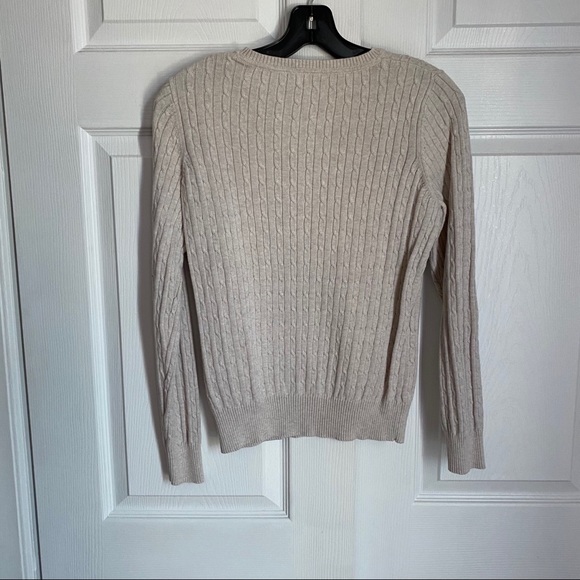 VINTAGE BASIC OATMEAL V NECK SWEATER - Picture 5 of 5